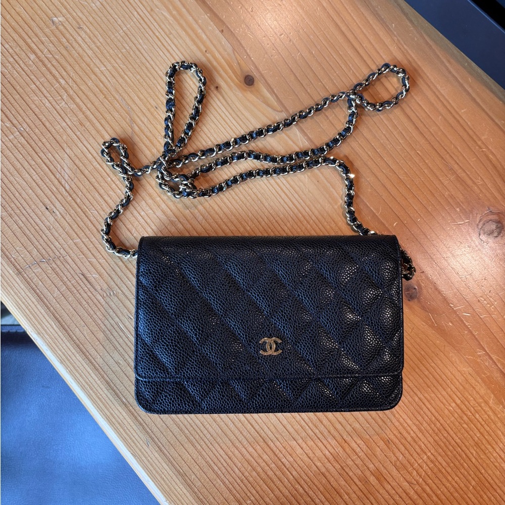 Vintage Black Quilted Caviar Leather Chanel O-Mini Bag